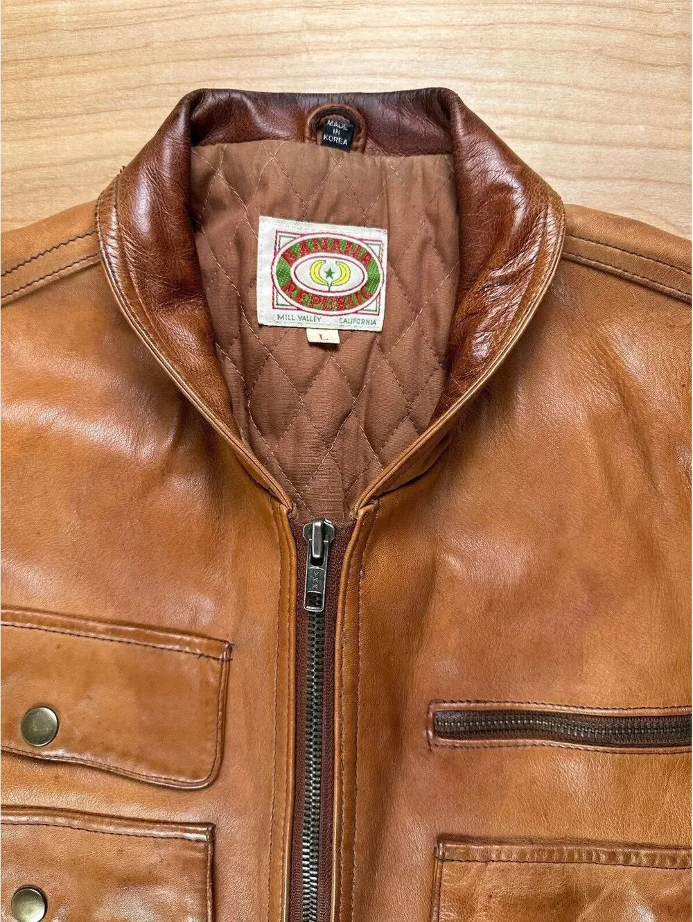 Vintage 80s Banana Republic Leather Safari Vest large utility pockets lined